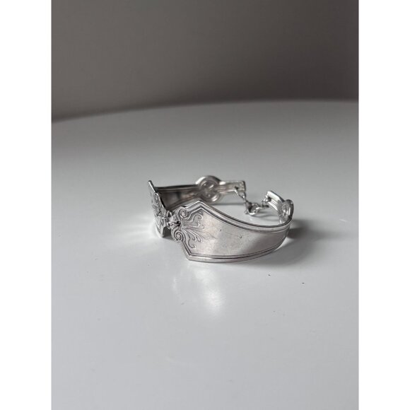 Handmade Silver Cuff Bracelet: Antique Fork Silverware Jewlery lobster clasp - Picture 4 of 11